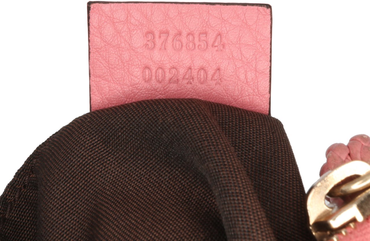 Gucci Calfskin Bamboo Clutch Roze