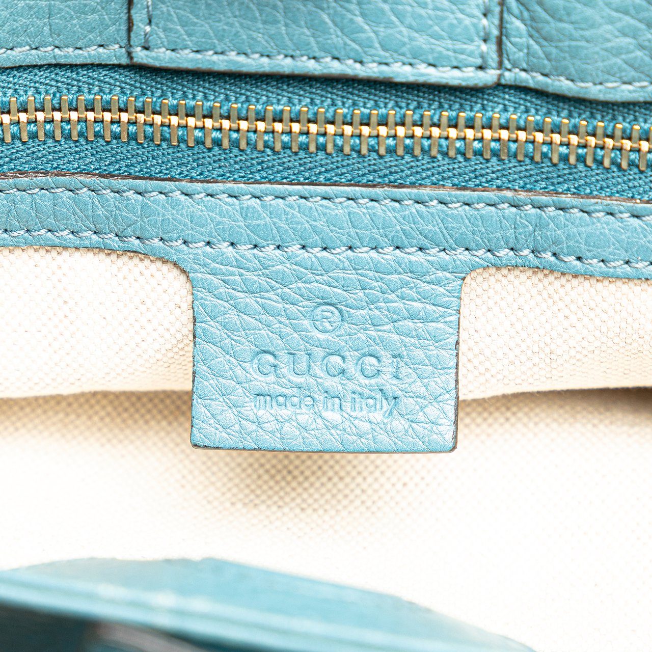 Gucci Small Calfskin Bamboo Shopper Satchel Blauw