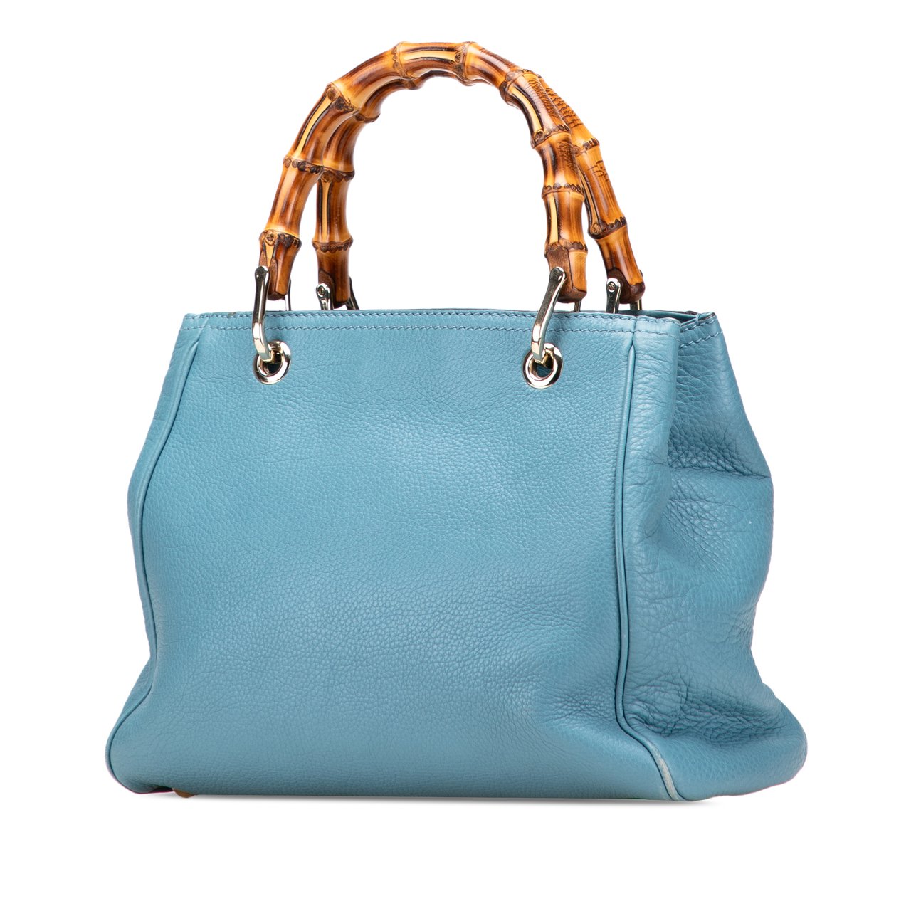 Gucci Small Calfskin Bamboo Shopper Satchel Blauw