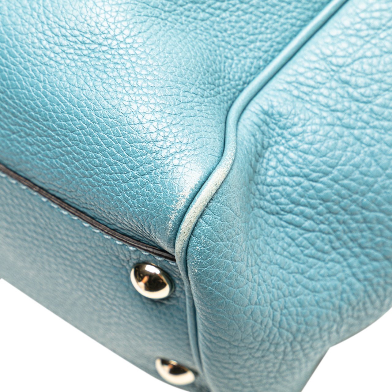 Gucci Small Calfskin Bamboo Shopper Satchel Blauw