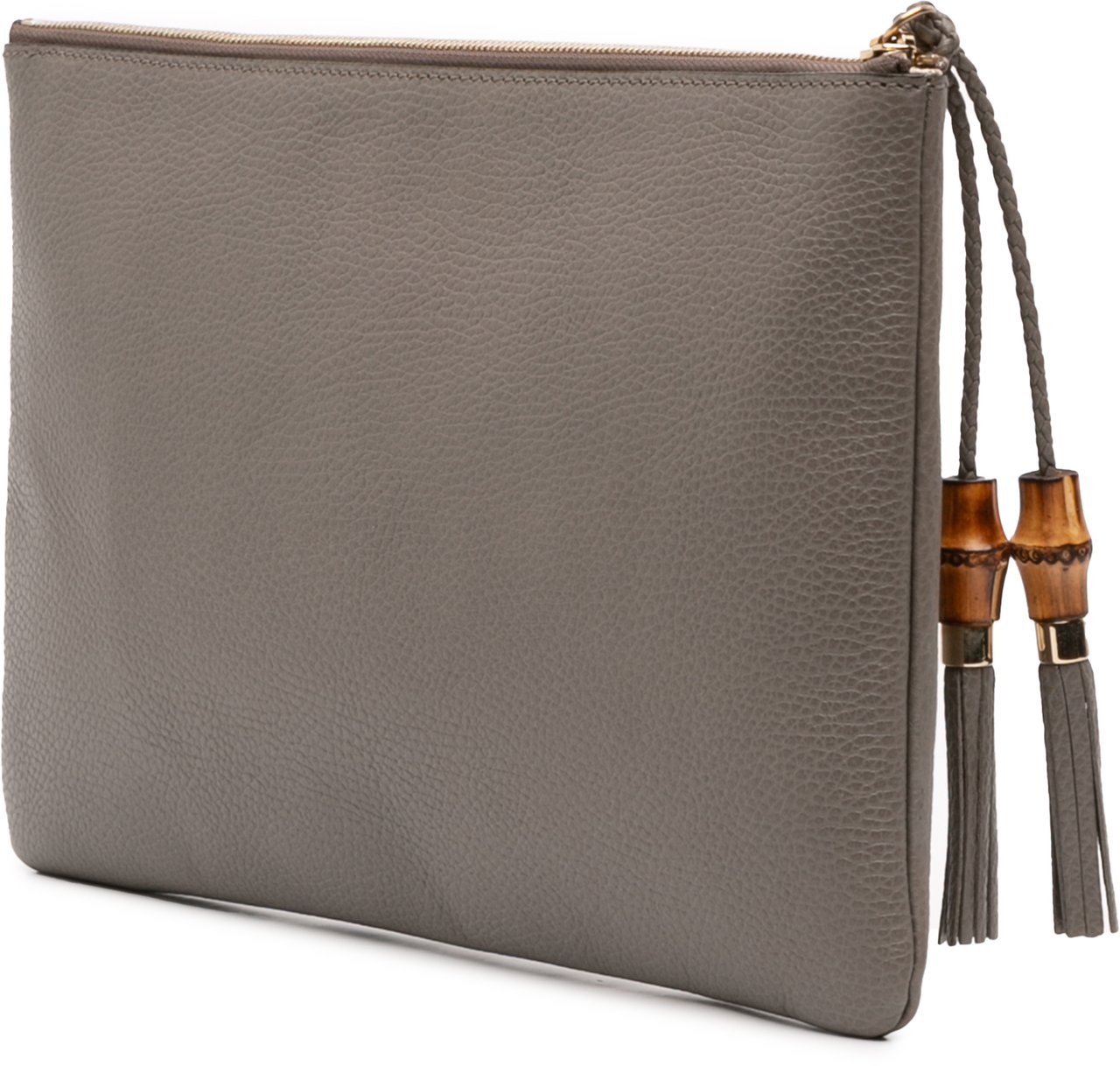 Gucci Calfskin Bamboo Tassel Clutch Grijs