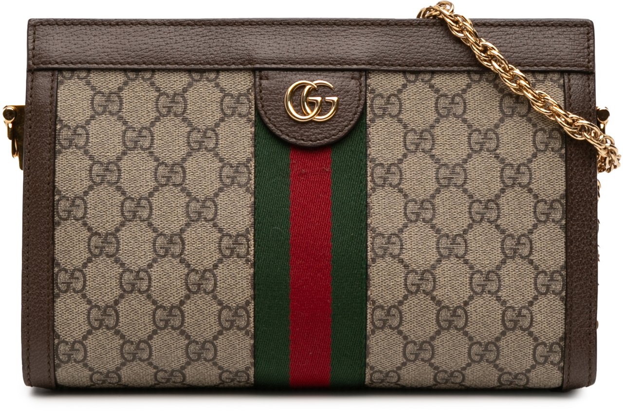 Gucci Small GG Supreme Web Ophidia Chain Crossbody Bruin