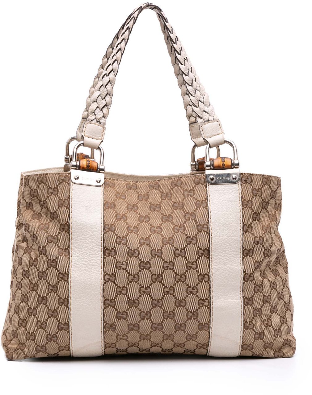 Gucci Medium GG Canvas Bamboo Libeccio Tote Bruin