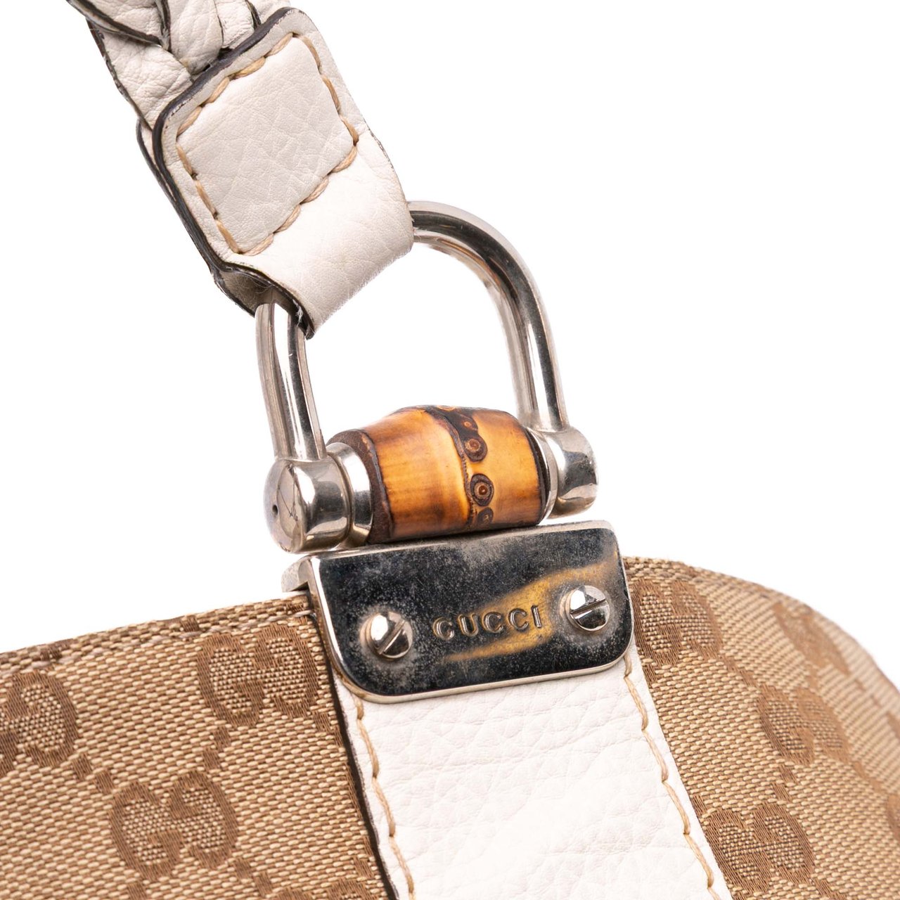 Gucci Medium GG Canvas Bamboo Libeccio Tote Bruin