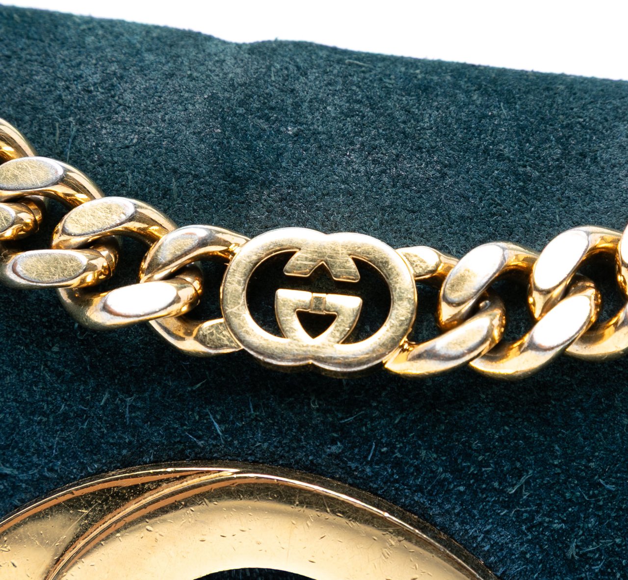 Gucci Small Suede Blondie Chain Satchel Blauw