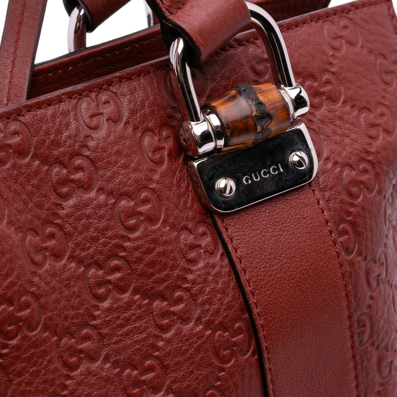 Gucci Guccissima Tender Bamboo Bar Tote Rood