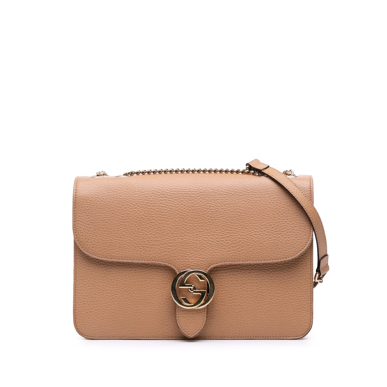 Gucci Medium Dollar Calfskin Interlocking G Crossbody Bruin