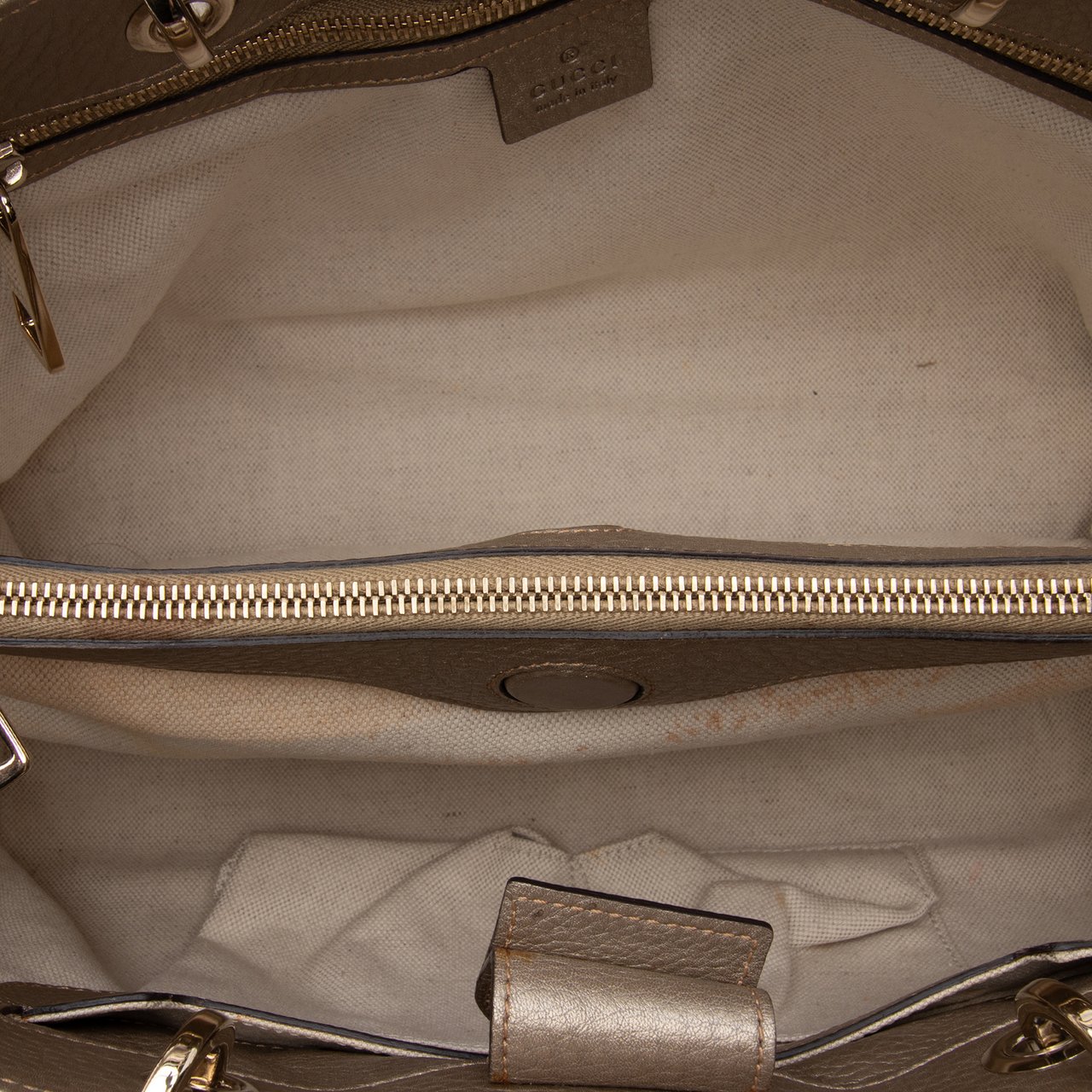 Gucci Medium Calfskin Bamboo Shopper Satchel Goud