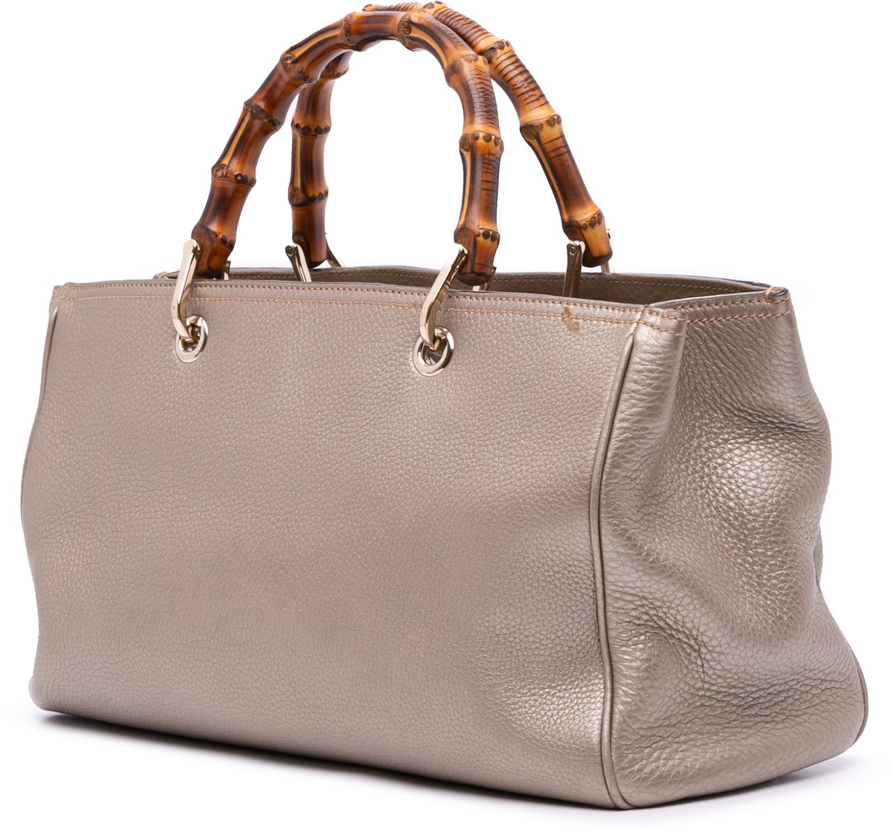 Gucci Medium Calfskin Bamboo Shopper Satchel Goud