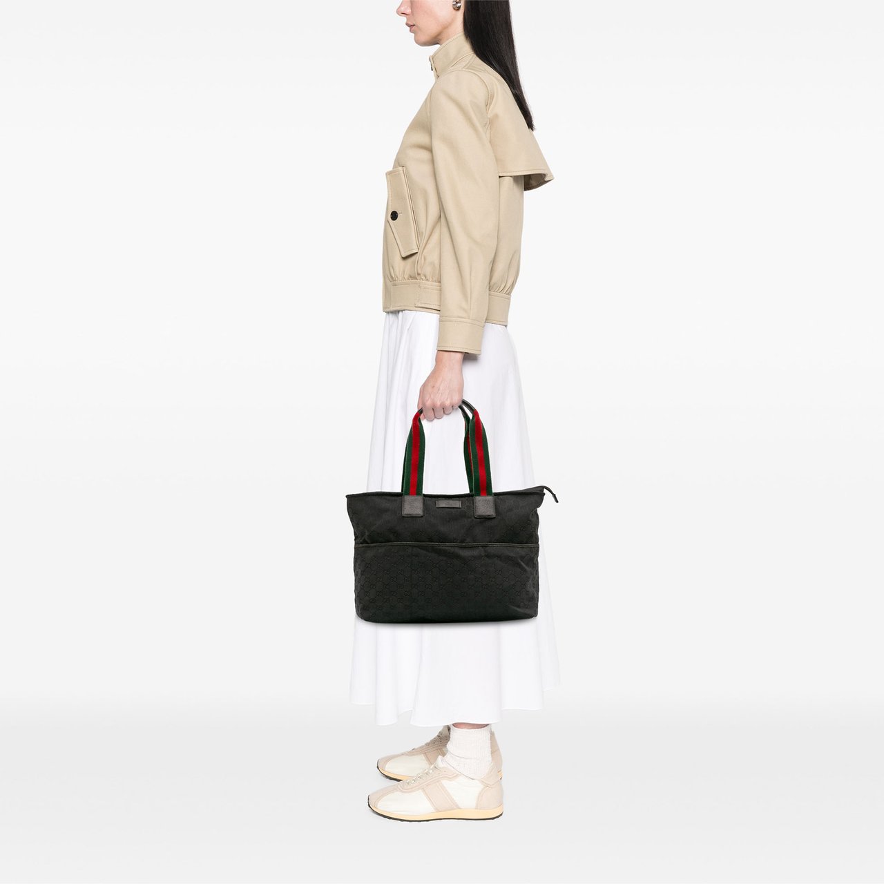 Gucci GG Canvas Web Tote Zwart