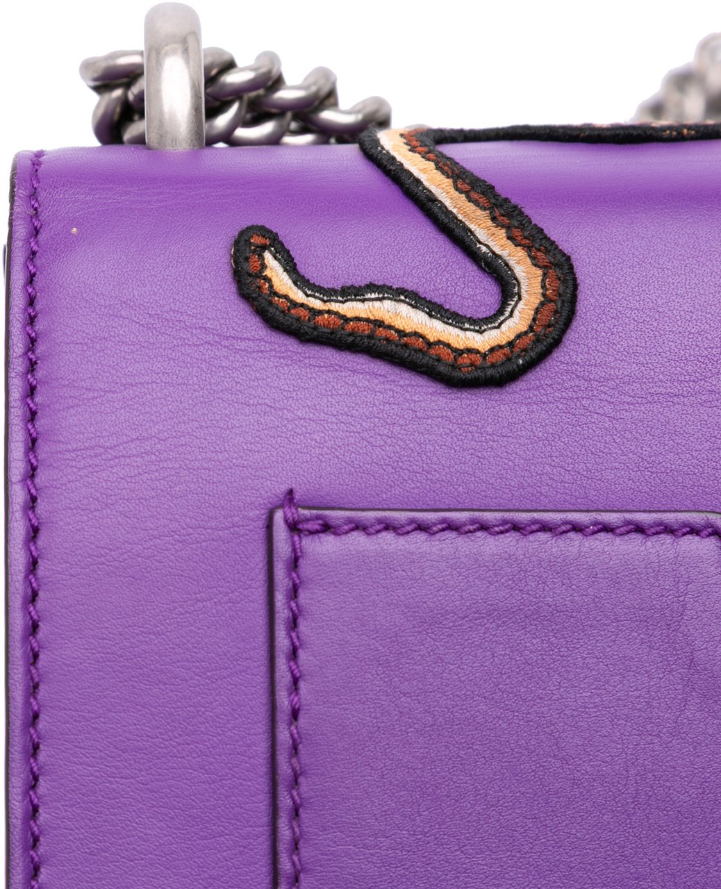 Gucci Small Embroidered Calfskin Tiger Strawberry Padlock Crossbody Paars