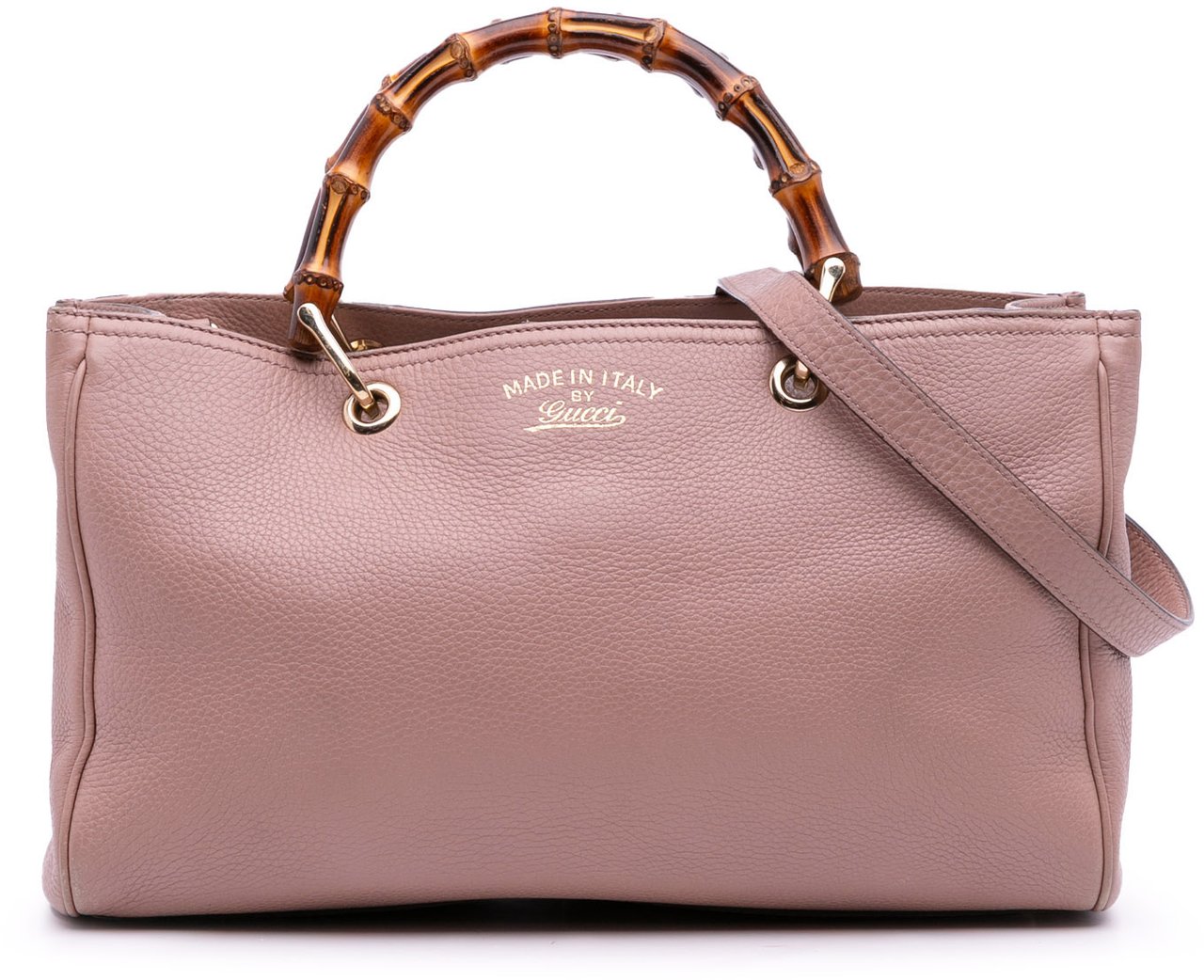 Gucci Medium Calfskin Bamboo Shopper Satchel Roze