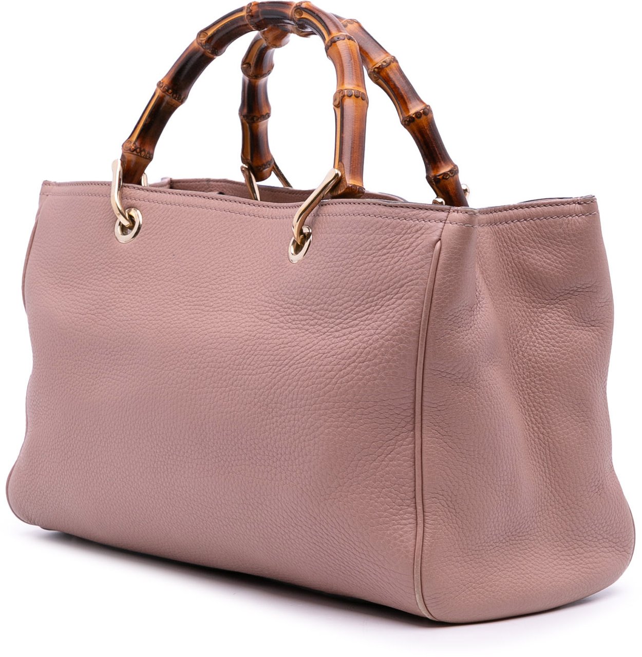 Gucci Medium Calfskin Bamboo Shopper Satchel Roze