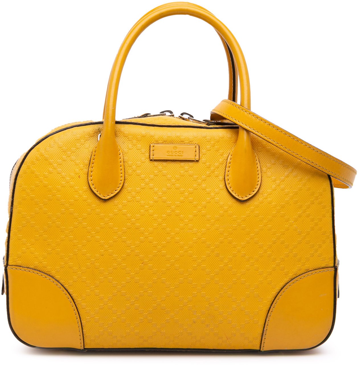 Gucci Diamante Bright Leather Satchel Geel