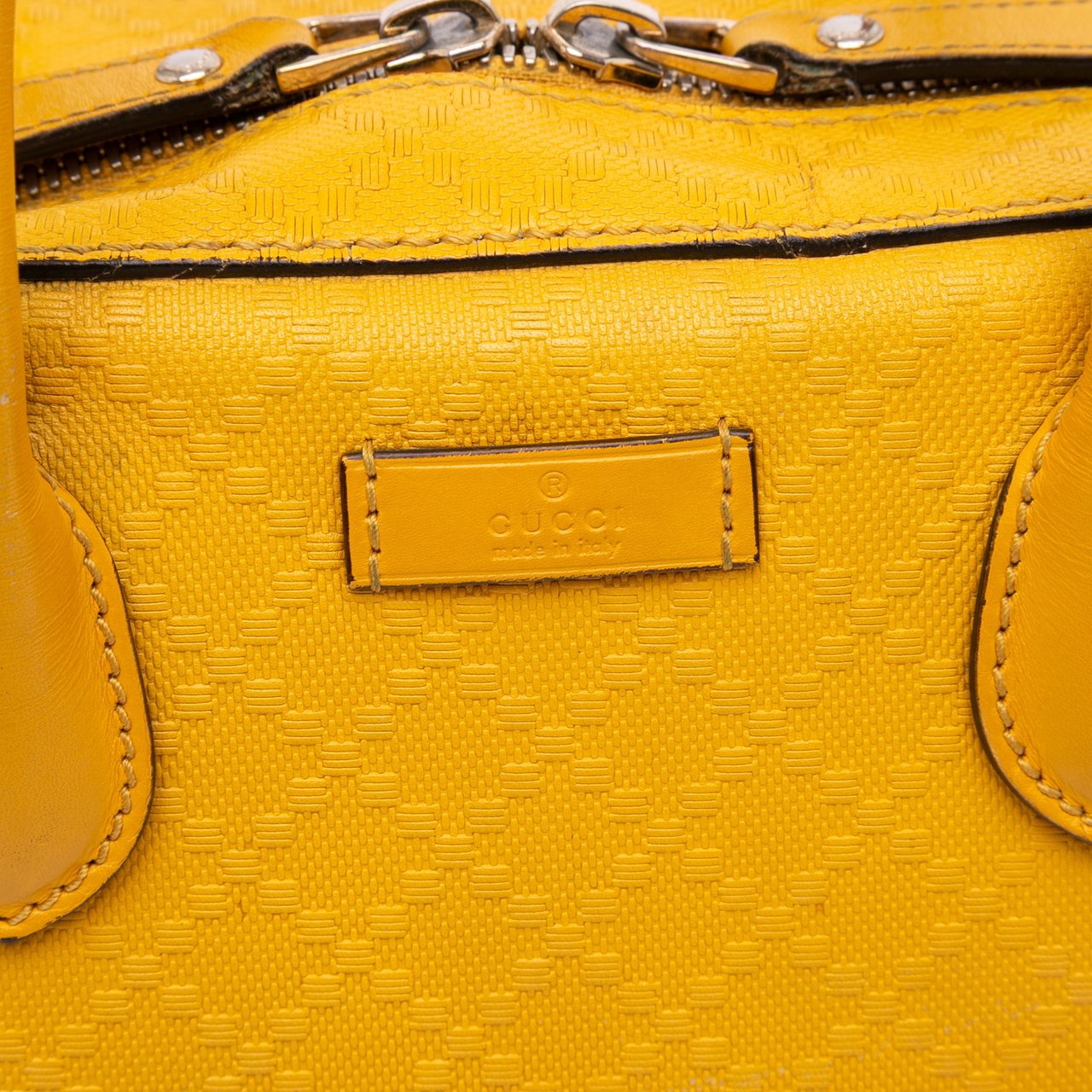 Gucci Diamante Bright Leather Satchel Geel