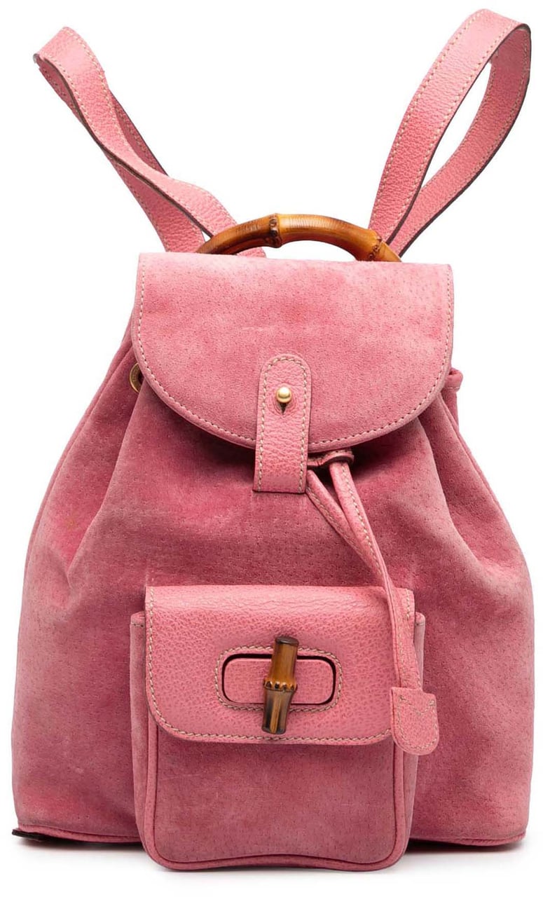 Gucci Suede Bamboo Backpack Roze