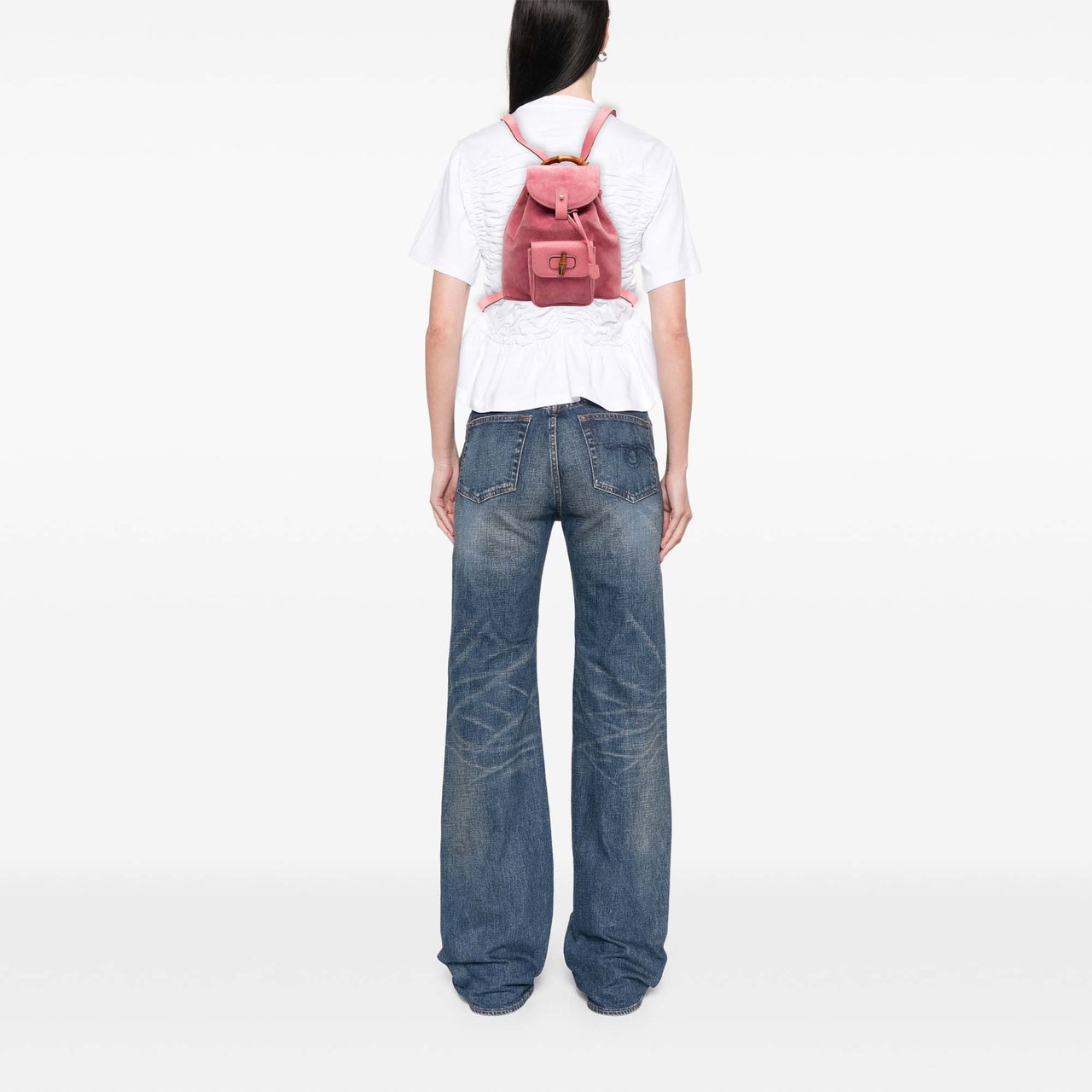 Gucci Suede Bamboo Backpack Roze