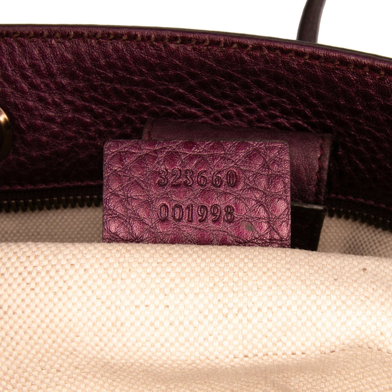 Gucci Medium Calfskin Bamboo Shopper Satchel Paars