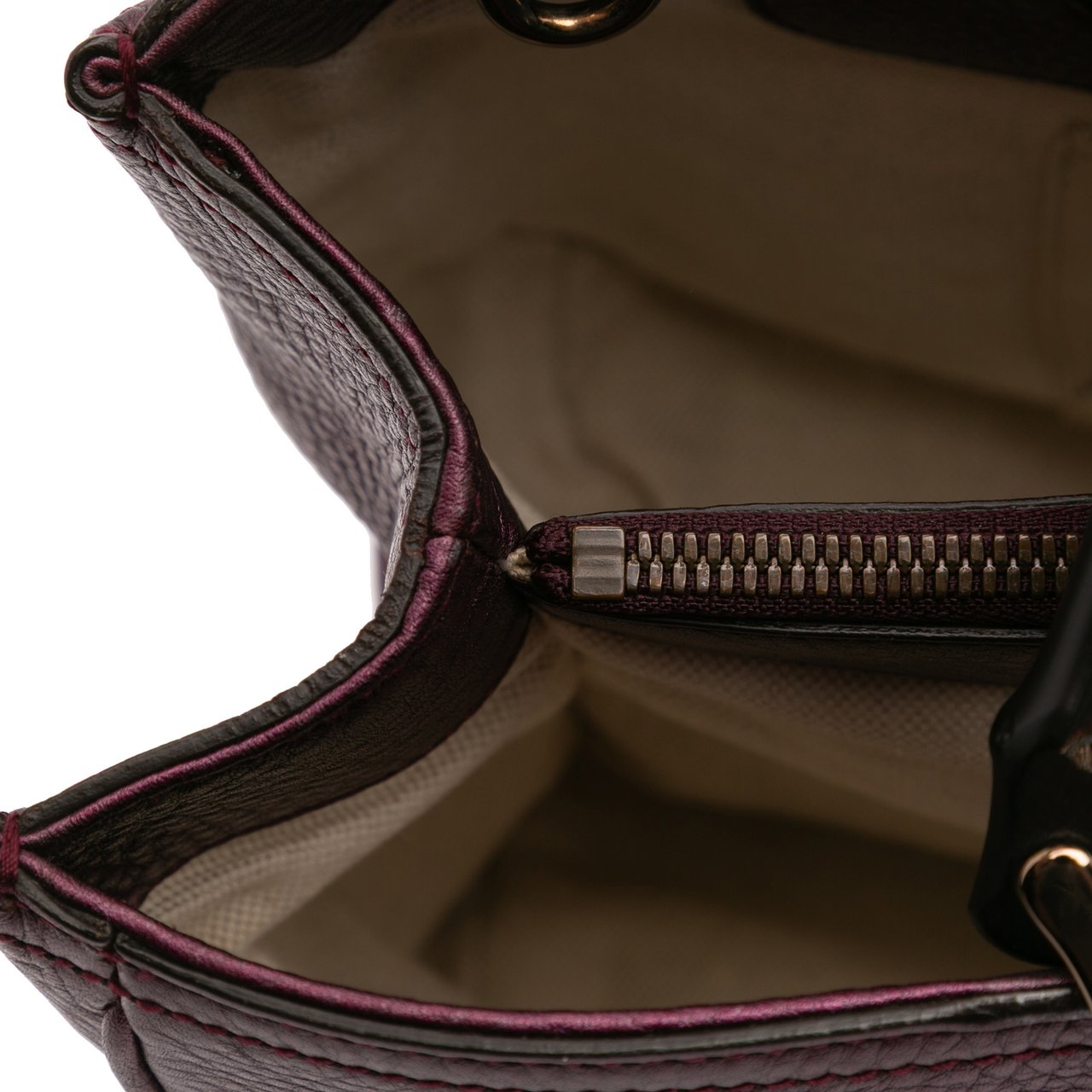 Gucci Medium Calfskin Bamboo Shopper Satchel Paars
