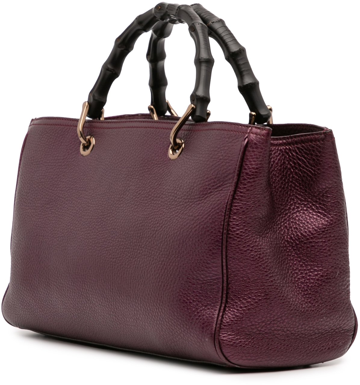 Gucci Medium Calfskin Bamboo Shopper Satchel Paars