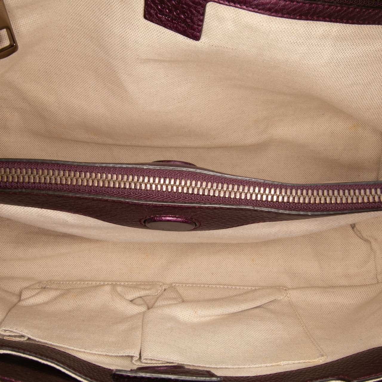Gucci Medium Calfskin Bamboo Shopper Satchel Paars