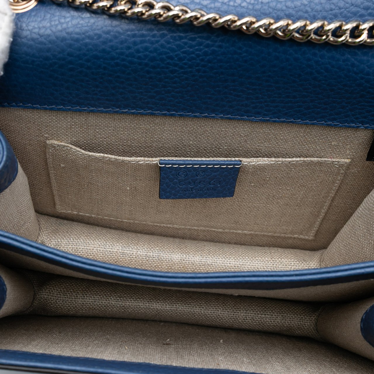 Gucci Small Dollar Calfskin Interlocking G Crossbody Blauw