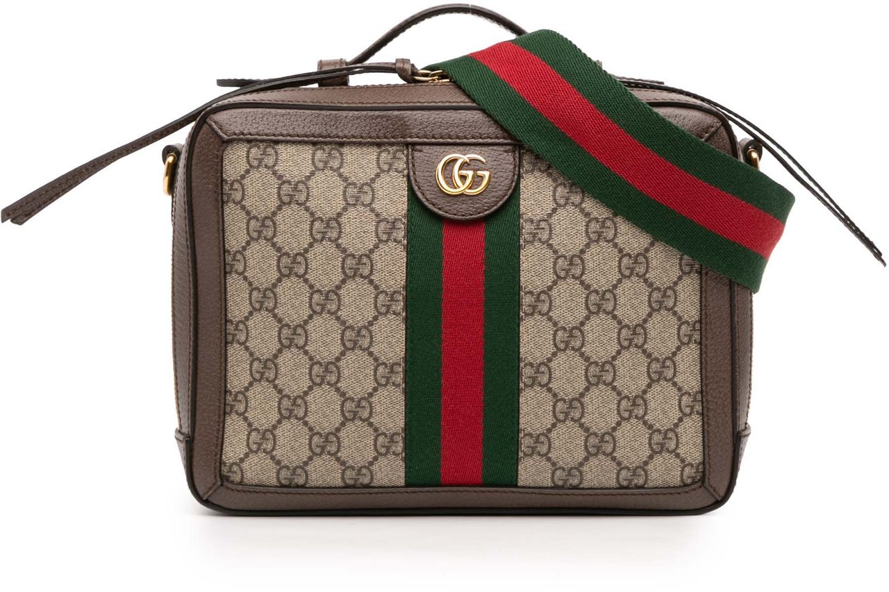 Gucci Small GG Supreme Web Ophidia Satchel Bruin