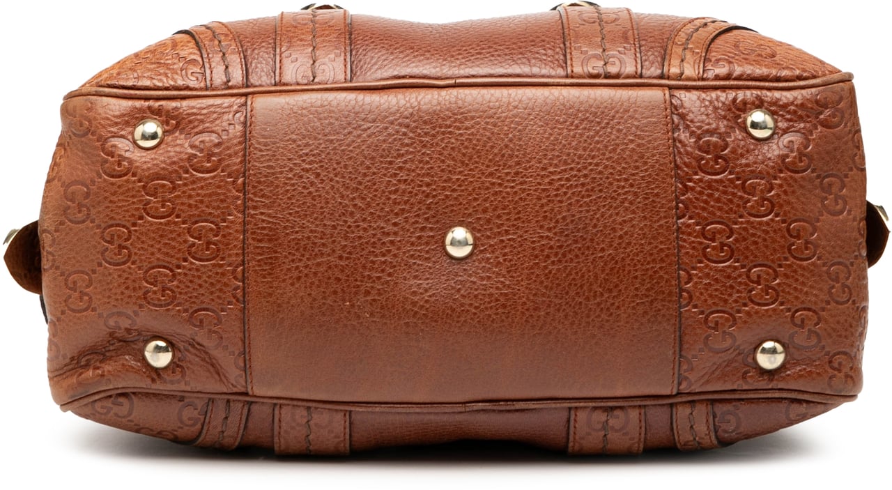 Gucci Guccissima Trimmed Leather Signoria Boston Bag Bruin