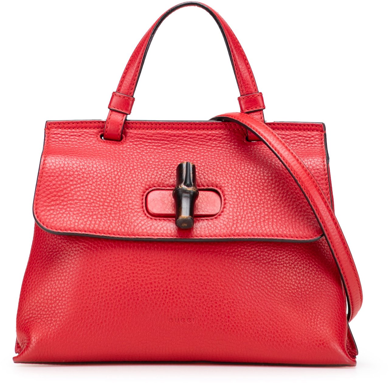 Gucci Small Leather Bamboo Daily Satchel Rood