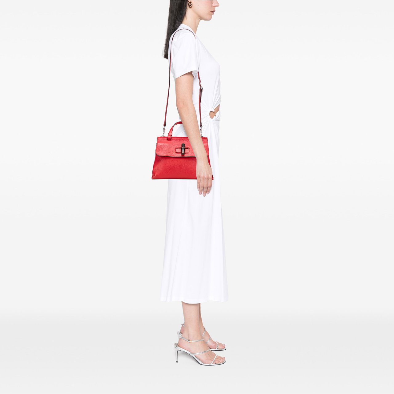 Gucci Small Leather Bamboo Daily Satchel Rood