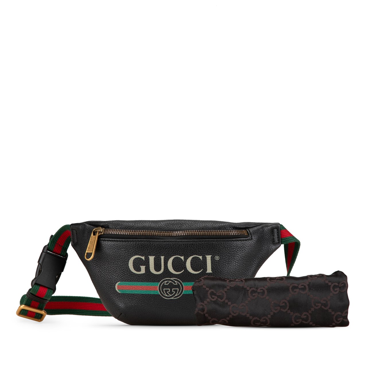 Gucci Leather Logo Belt Bag Zwart