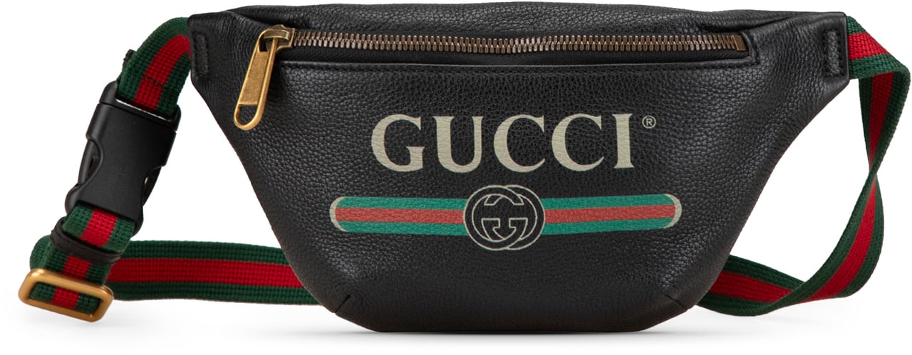 Gucci Leather Logo Belt Bag Zwart