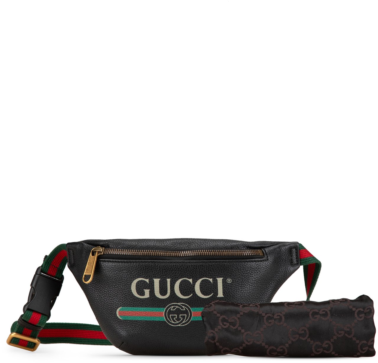 Gucci Leather Logo Belt Bag Zwart