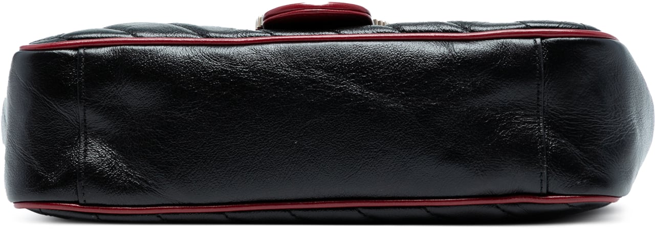 Gucci Medium GG Marmont Matelasse Diagonal Leather Torchon Shoulder Bag Zwart