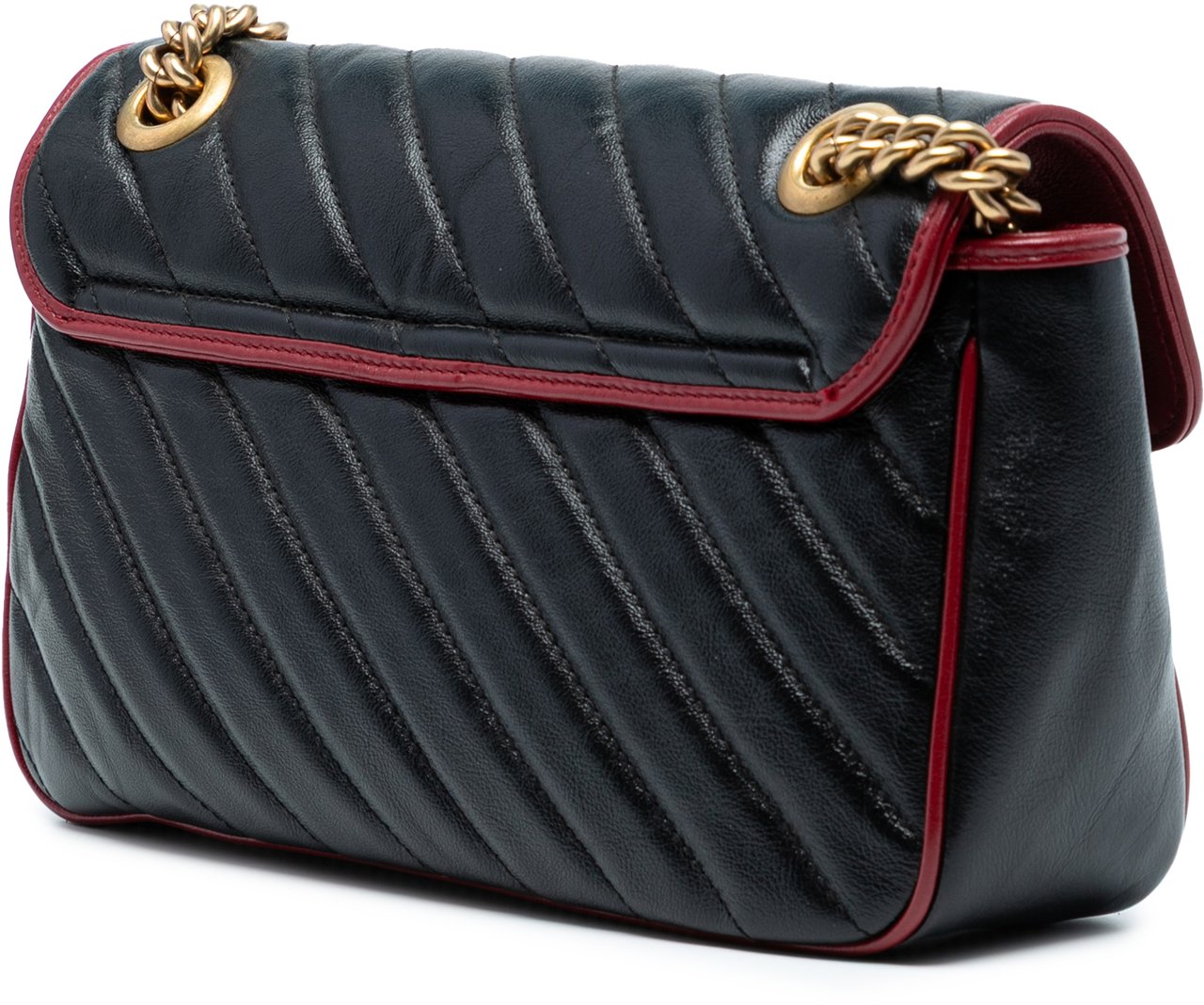 Gucci Medium GG Marmont Matelasse Diagonal Leather Torchon Shoulder Bag Zwart