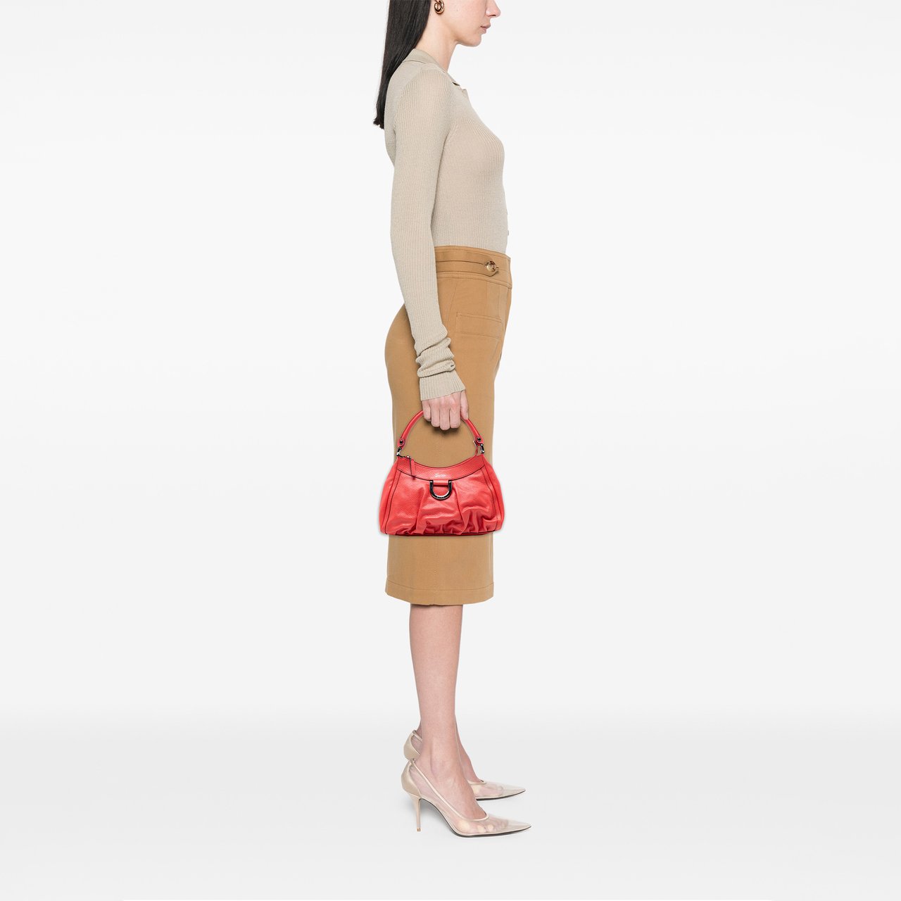 Gucci Leather Abbey D Ring Shoulder Bag Rood