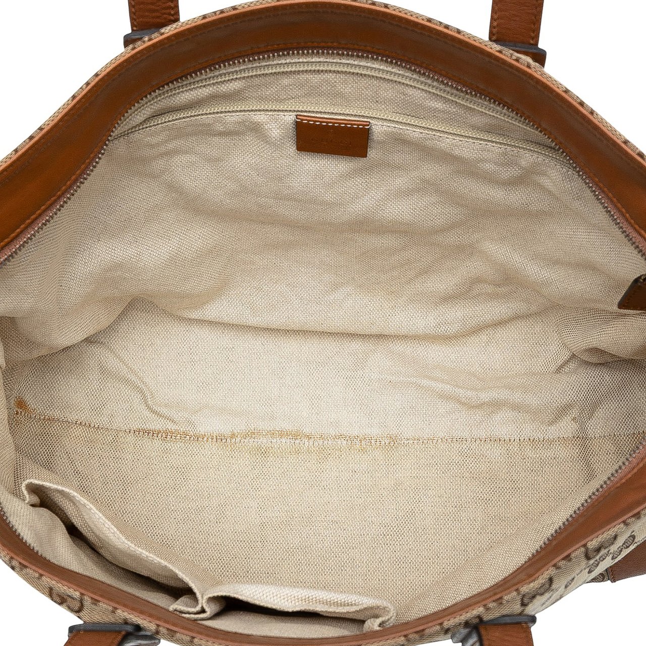 Gucci GG Canvas Web Tote Bruin
