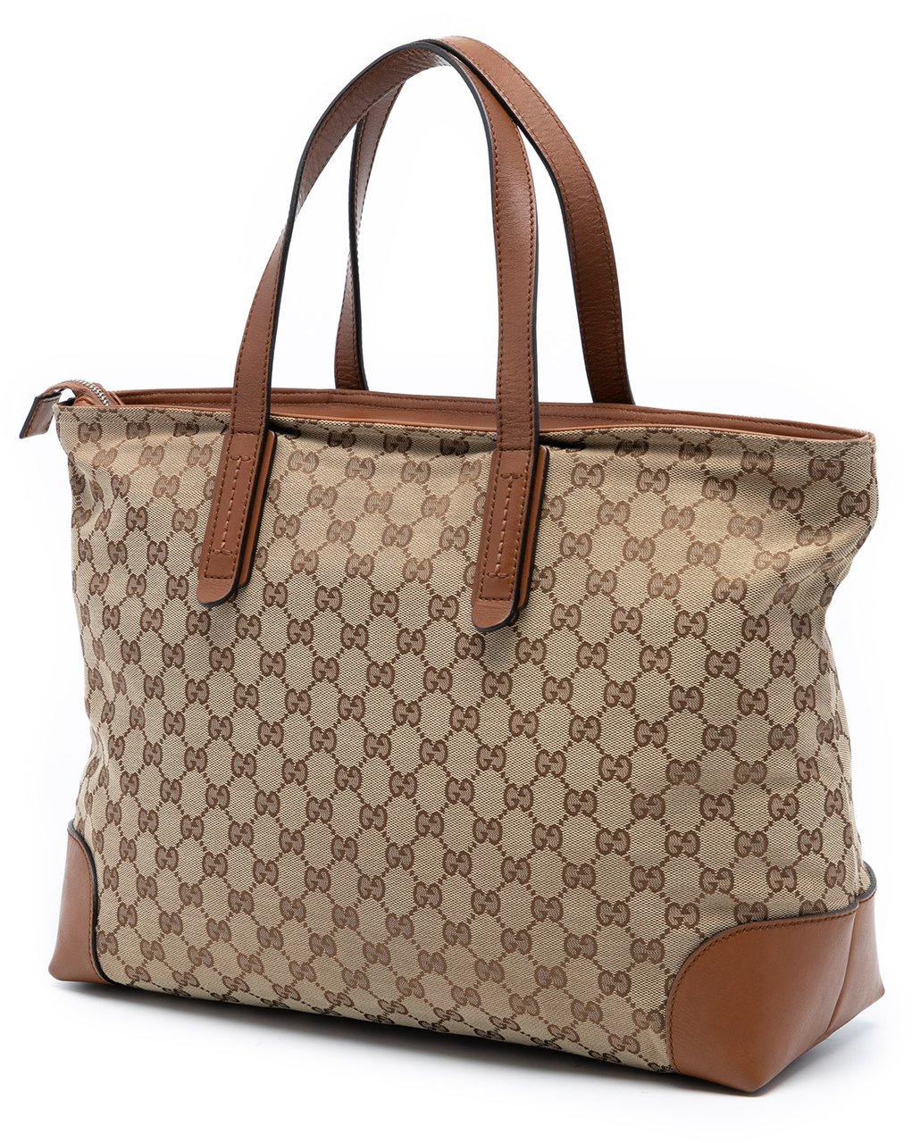 Gucci GG Canvas Web Tote Bruin