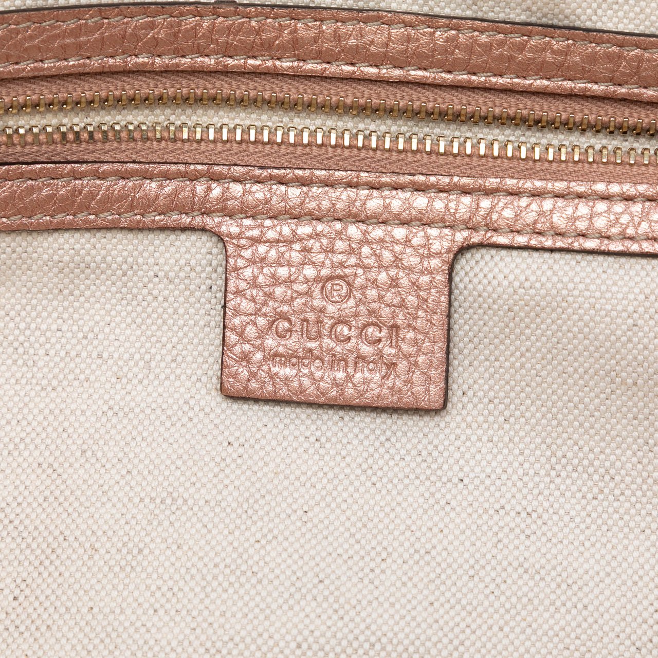 Gucci Medium Metallic Leather Bella Tote Roze