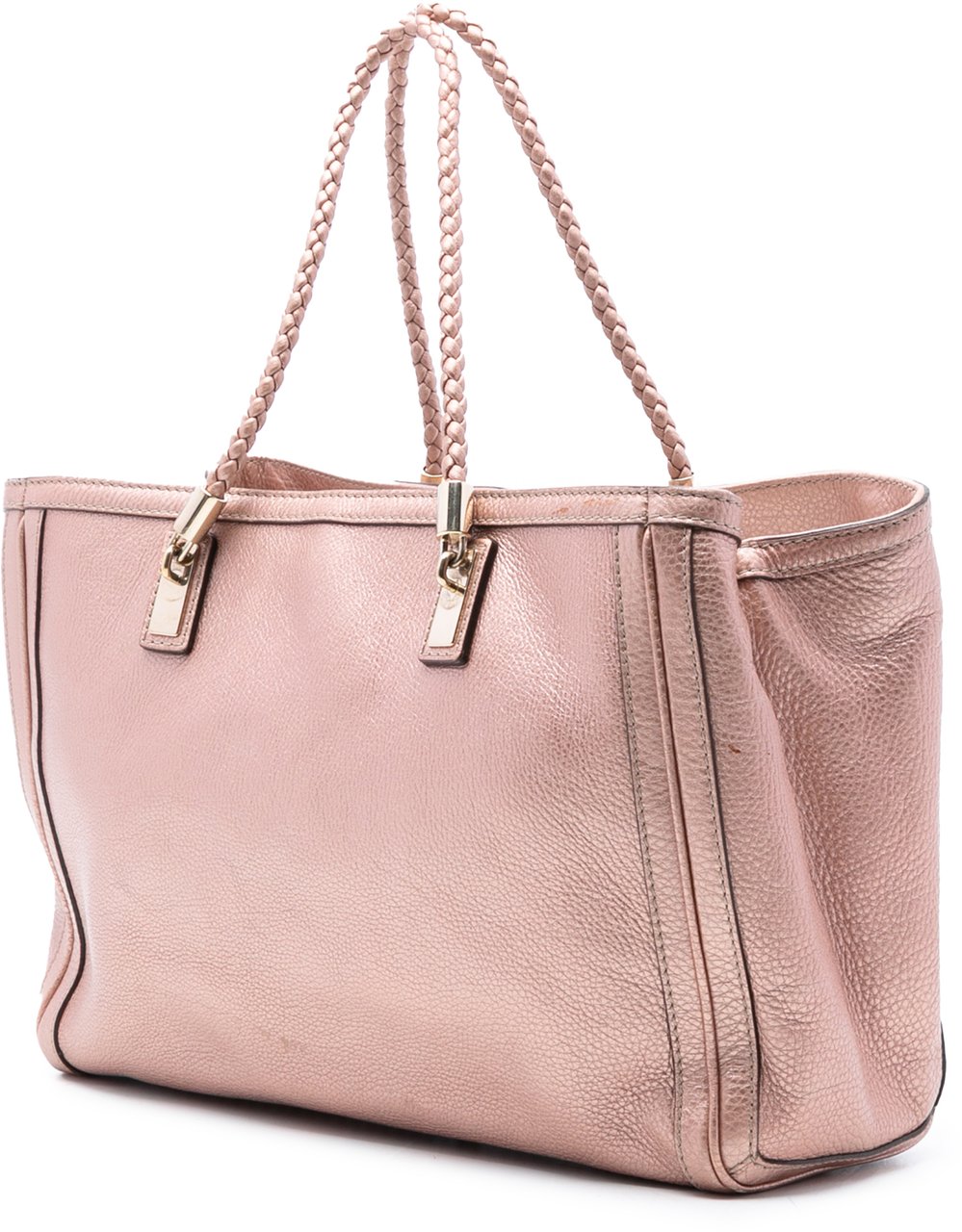 Gucci Medium Metallic Leather Bella Tote Roze