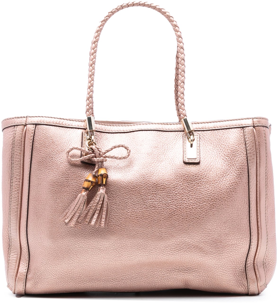 Gucci Medium Metallic Leather Bella Tote Roze