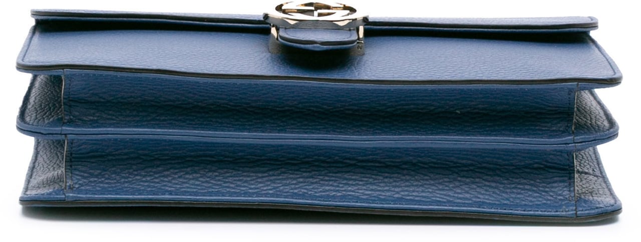 Gucci Medium Dollar Calfskin Interlocking G Crossbody Blauw