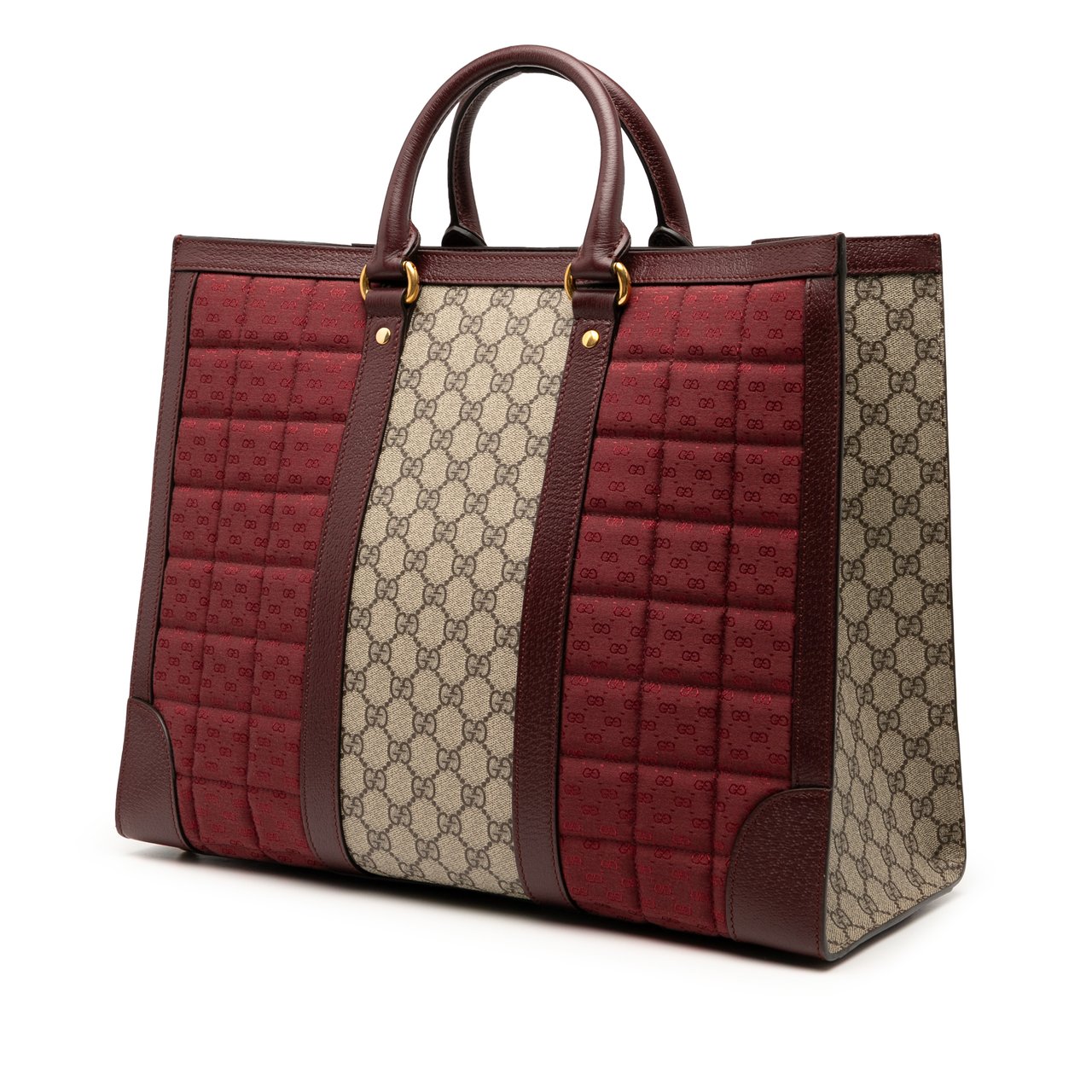 Gucci Medium GG Supreme and Quilted Mini GG Canvas Double G Tote Rood