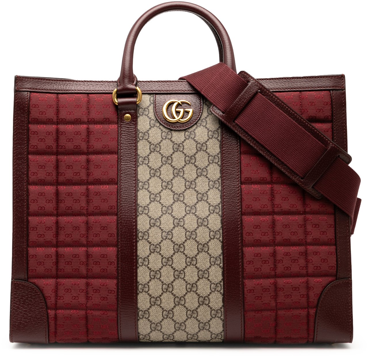 Gucci Medium GG Supreme and Quilted Mini GG Canvas Double G Tote Rood