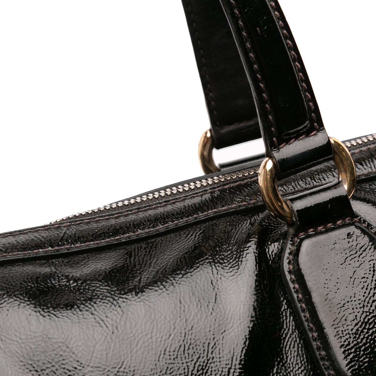 Gucci Small Patent Soho Working Satchel Zwart