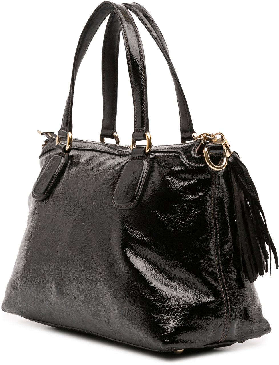 Gucci Small Patent Soho Working Satchel Zwart