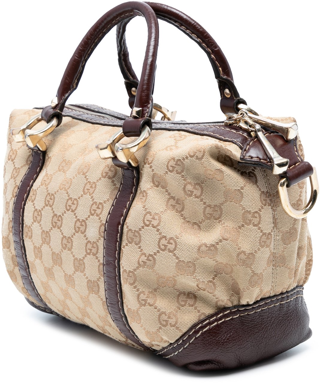 Gucci GG Canvas Horsebit Nail Boston Bag Bruin