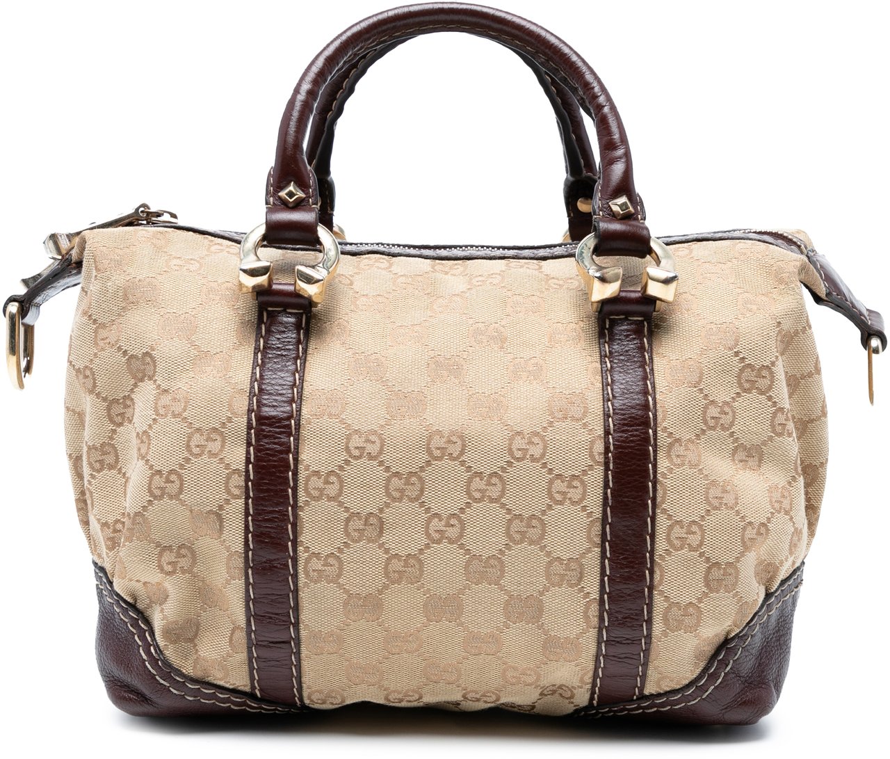 Gucci GG Canvas Horsebit Nail Boston Bag Bruin