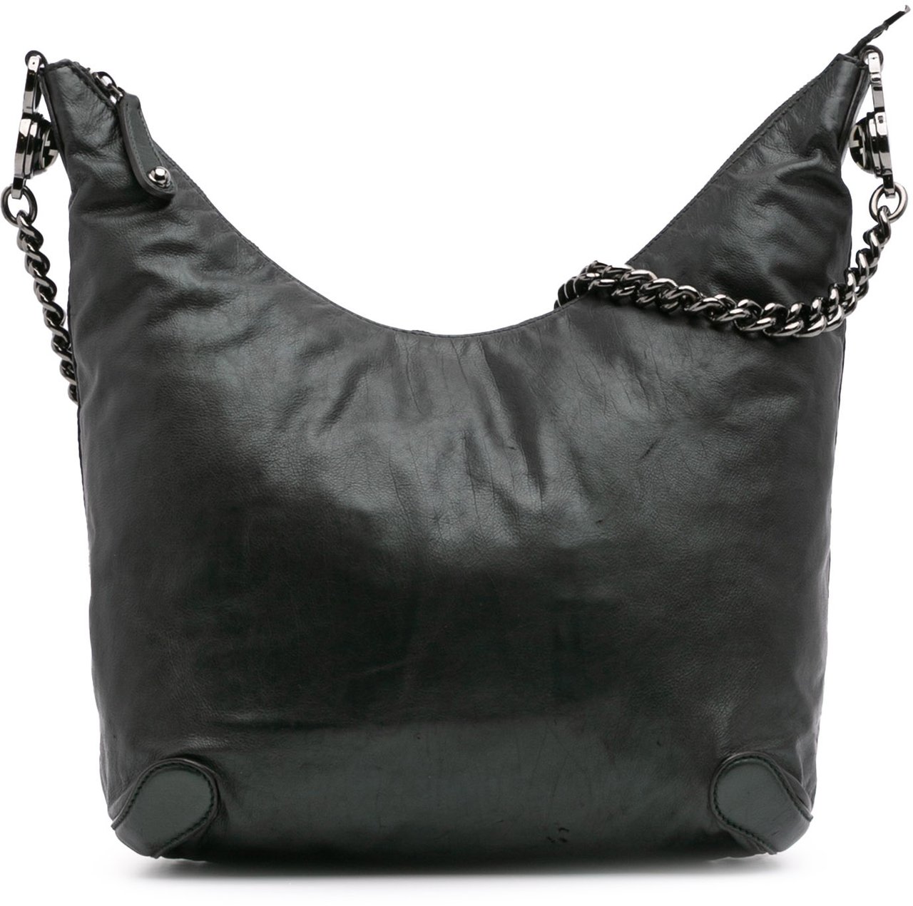 Gucci Medium Leather Galaxy Chain Hobo Groen