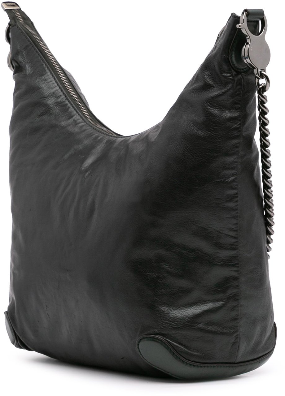 Gucci Medium Leather Galaxy Chain Hobo Groen